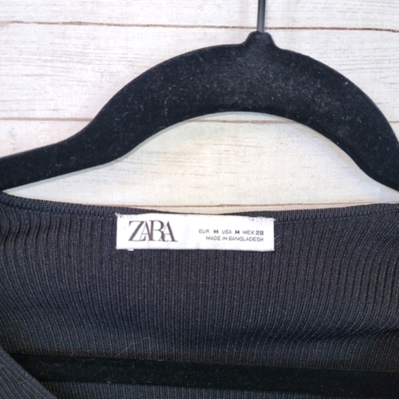 ZARA BLACK RIBBED V NECK SWEATER, SZ MEDIUM - Picture 3 of 9